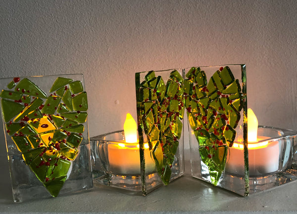 Festive Heart Mosaic Candle Holder