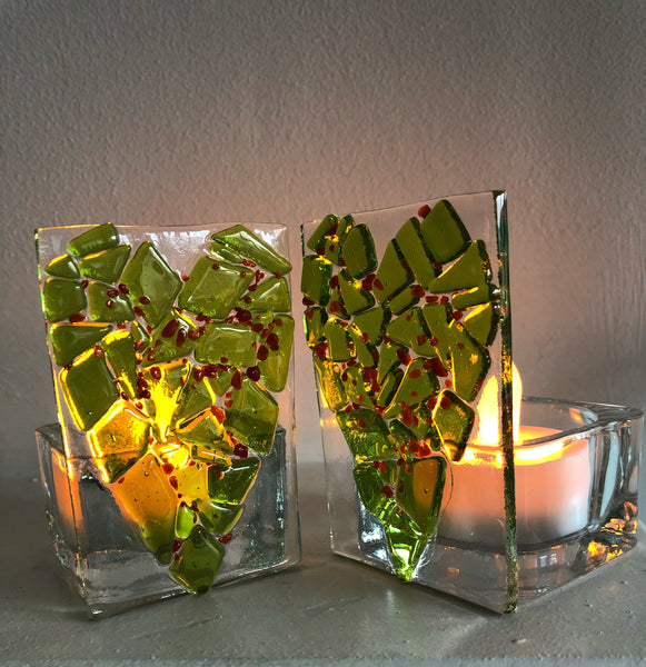 Festive Heart Mosaic Candle Holder