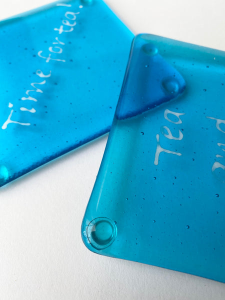Turquoise Time for tea Coaster Set