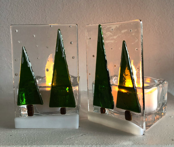 Snowy Forest Candle Holder