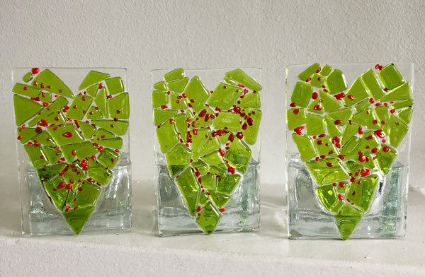 Festive Heart Mosaic Candle Holder
