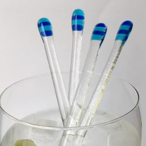 Funky handmade glass swizzle sticks. Ideal for stirring with fun.