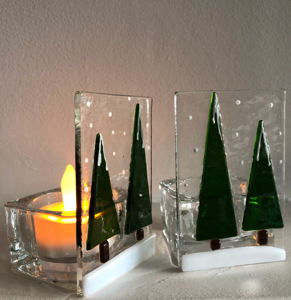 Snowy Forest Candle Holder