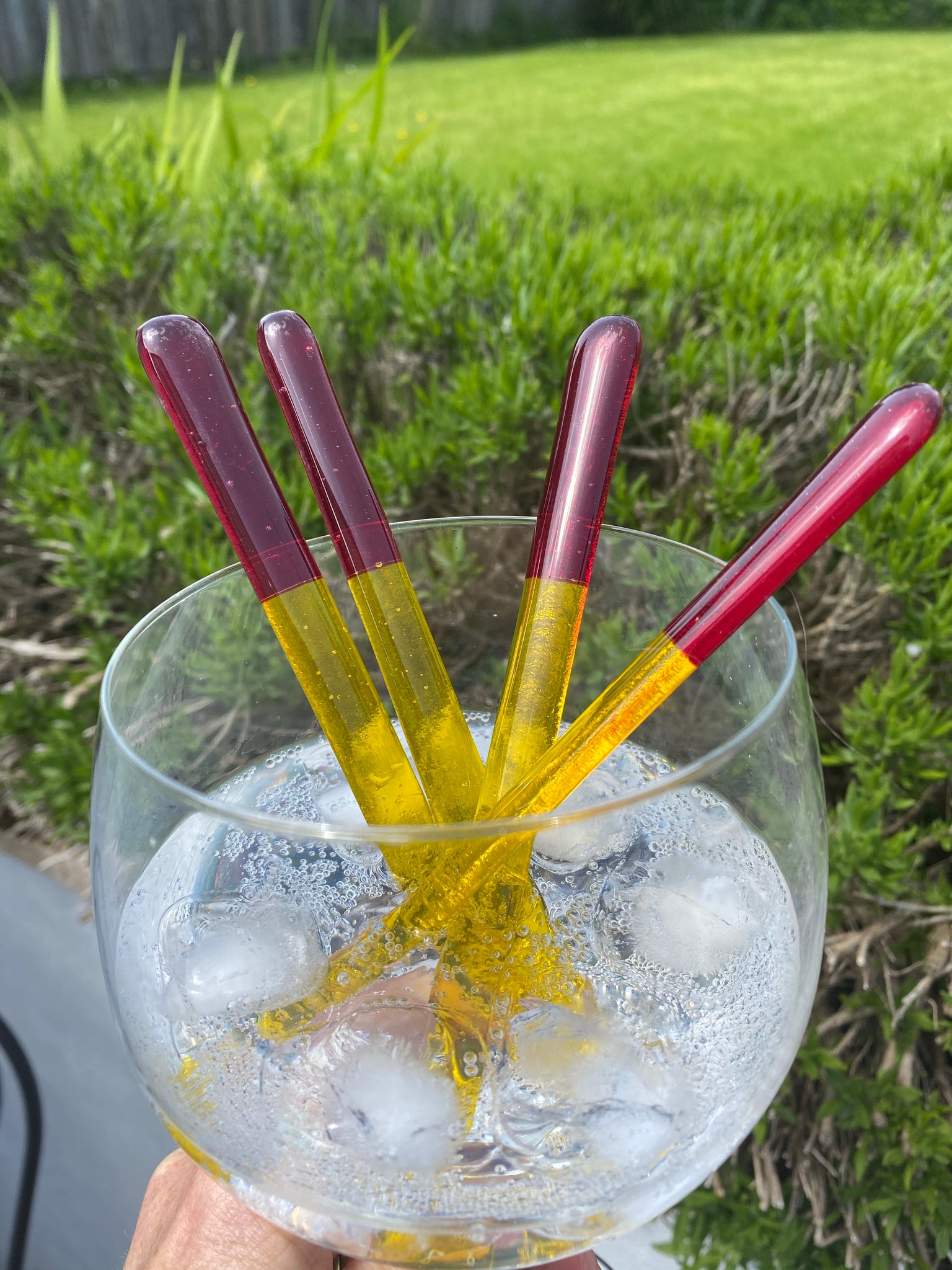 Red and Yellow stripe Swizzle Sticks