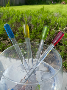 Transparent rainbow Swizzle Sticks